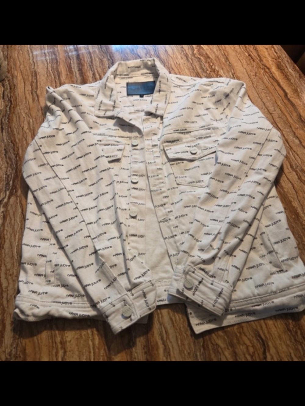NANA judy White Logo-Print Denim Jacket